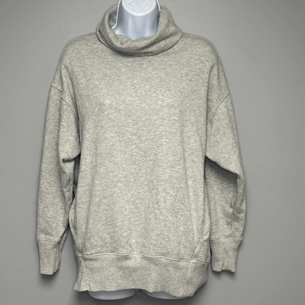 Aerie Cowl Neck Light Grey Cozy Gorpcore Oversized Athleisure Sweatshirt Sz XS‎